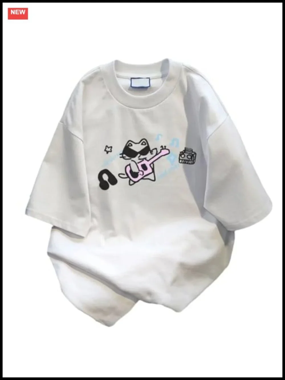 Cute Kawaii Cat Print Oversized Graphic T-Shirt Vintage Y2K Summer Top